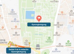 Mapa para llegar al Palacio Gyeongbokgung, donde el ugar turístico en Corea.